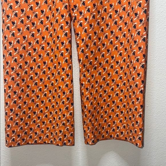 Vibrant Orange Black Wide Leg Pants with Retro Print - Picture 4 of 8